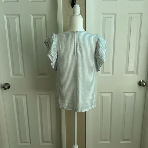 A New Day Stripped Blue/White Ruffled Sleeves Blouse Size: Small - Picture 5 of 7